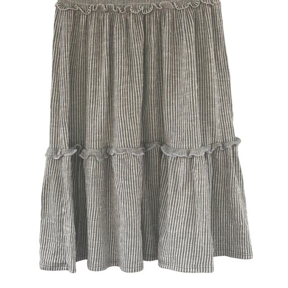 Caution to the Wind Dress Womans Size Gray White Stripe Gathered Waist Soft - Picture 6 of 8